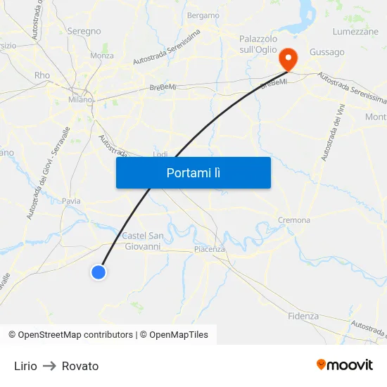 Lirio to Rovato map