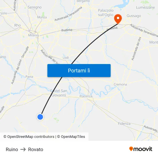 Ruino to Rovato map