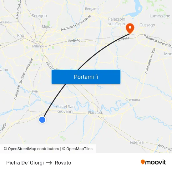 Pietra De' Giorgi to Rovato map
