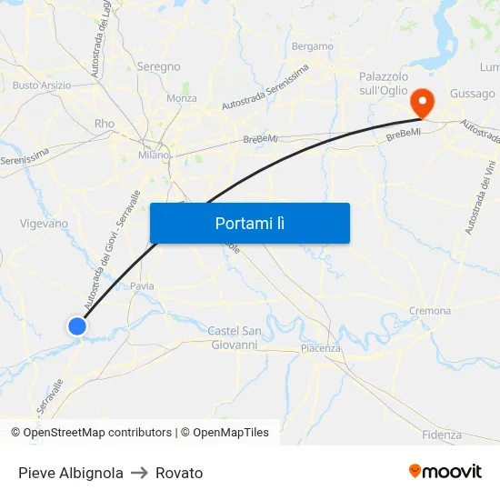 Pieve Albignola to Rovato map