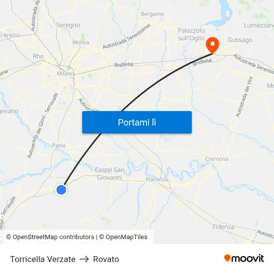 Torricella Verzate to Rovato map