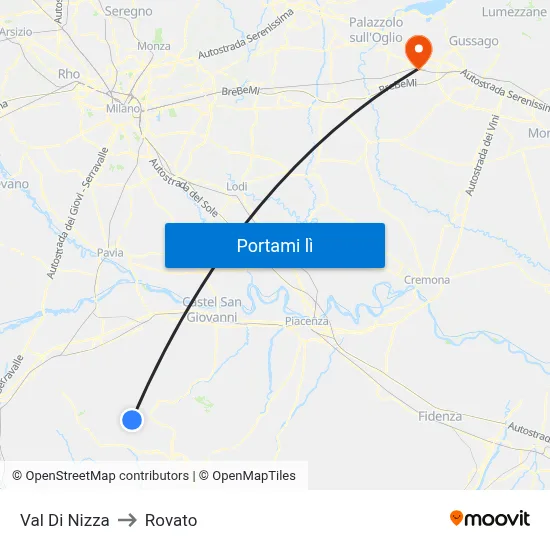Val Di Nizza to Rovato map