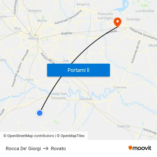 Rocca De' Giorgi to Rovato map