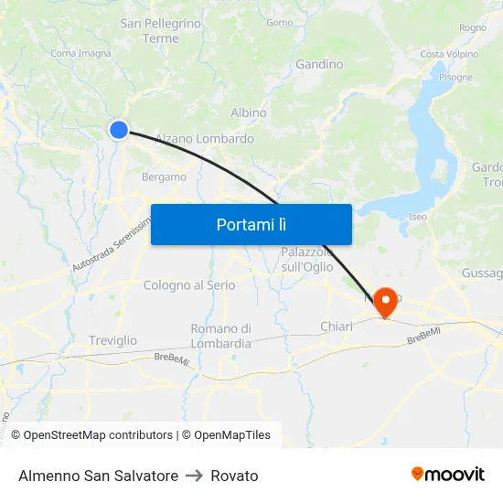 Almenno San Salvatore to Rovato map