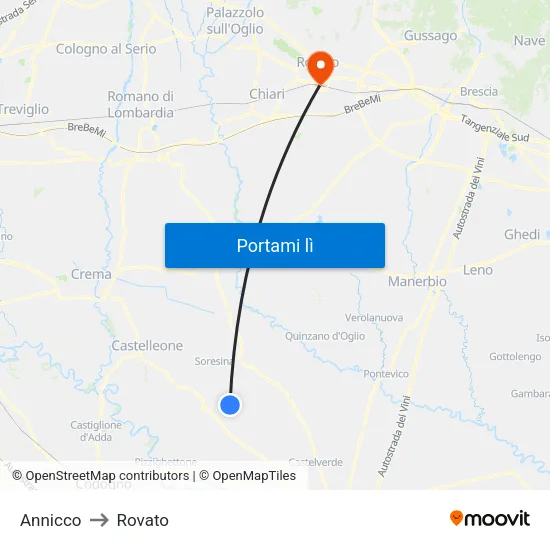 Annicco to Rovato map