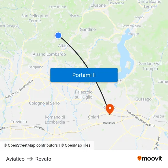 Aviatico to Rovato map