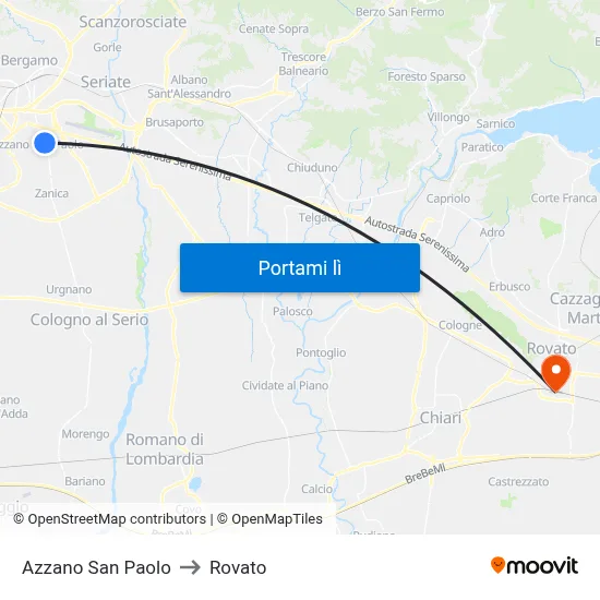 Azzano San Paolo to Rovato map