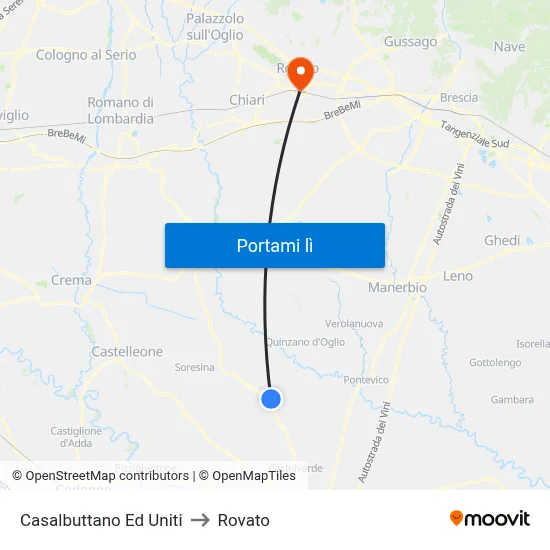 Casalbuttano Ed Uniti to Rovato map