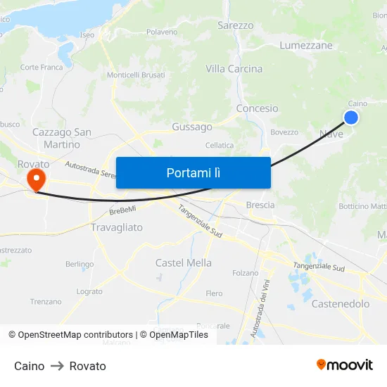 Caino to Rovato map