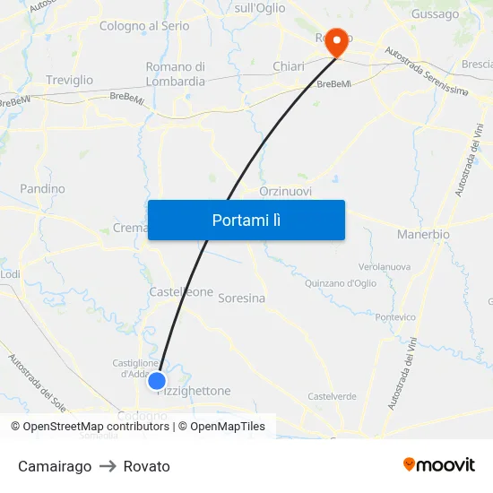 Camairago to Rovato map