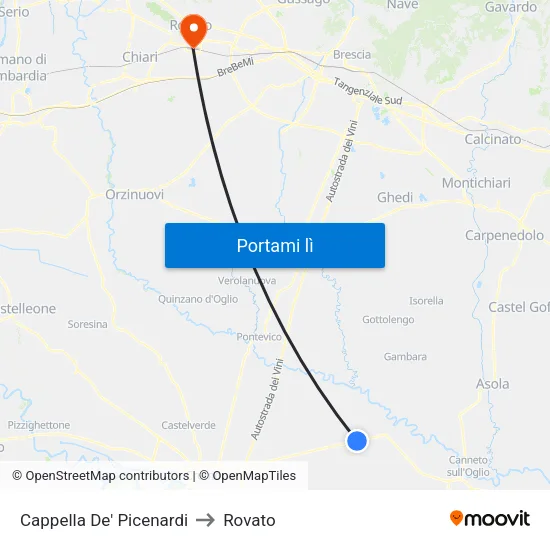 Cappella De' Picenardi to Rovato map
