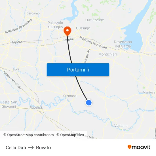 Cella Dati to Rovato map