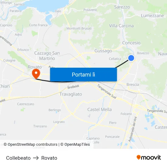 Collebeato to Rovato map