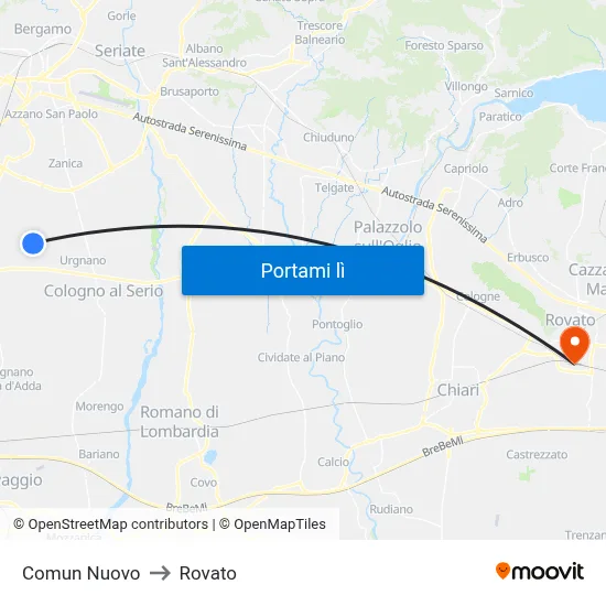 Comun Nuovo to Rovato map
