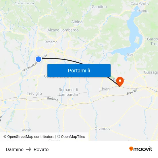 Dalmine to Rovato map