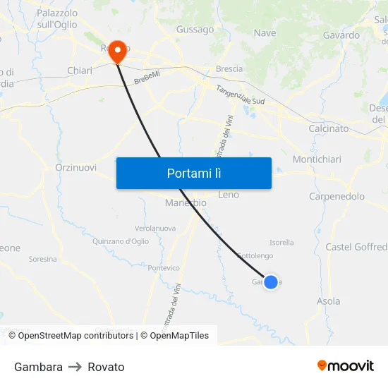 Gambara to Rovato map