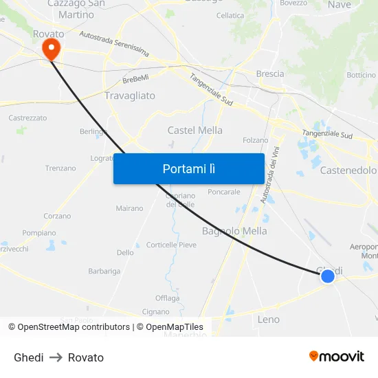 Ghedi to Rovato map