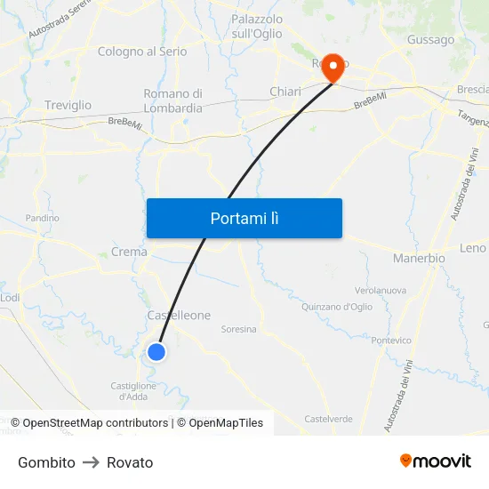 Gombito to Rovato map