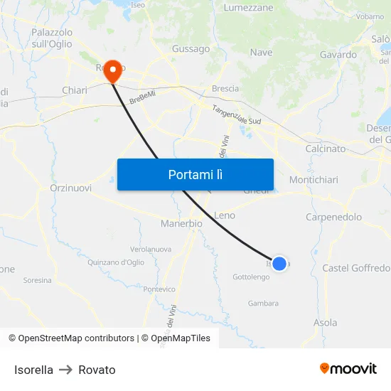 Isorella to Rovato map