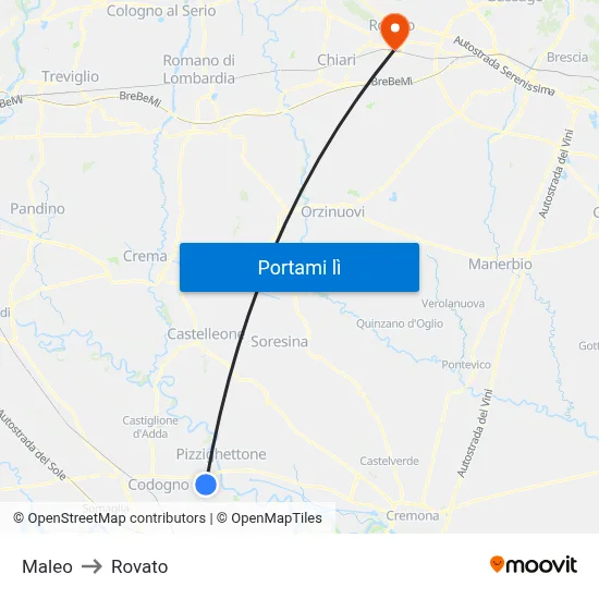 Maleo to Rovato map