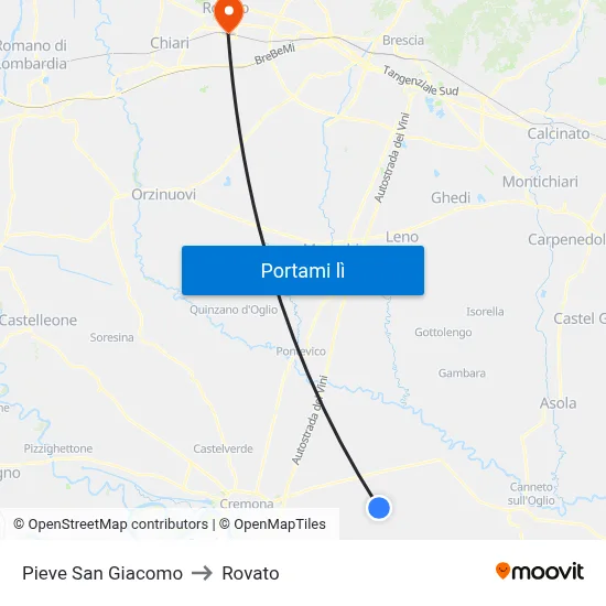 Pieve San Giacomo to Rovato map