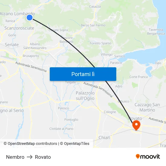 Nembro to Rovato map