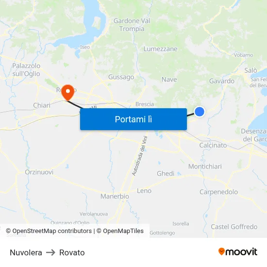 Nuvolera to Rovato map
