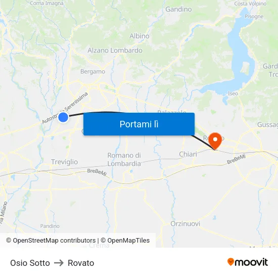 Osio Sotto to Rovato map