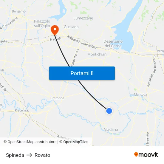 Spineda to Rovato map