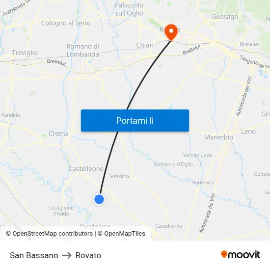 San Bassano to Rovato map