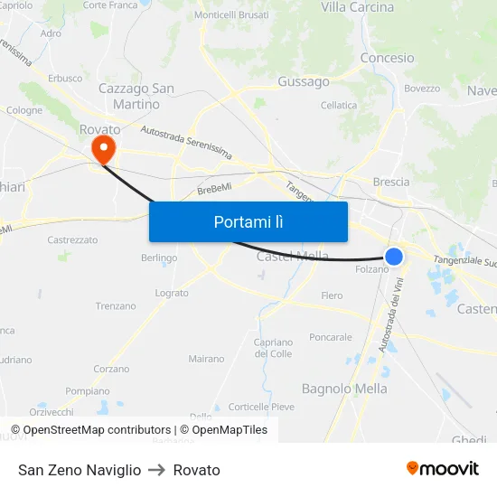 San Zeno Naviglio to Rovato map