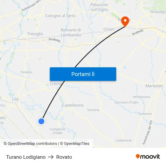 Turano Lodigiano to Rovato map