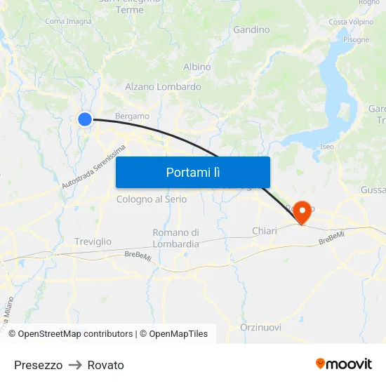 Presezzo to Rovato map