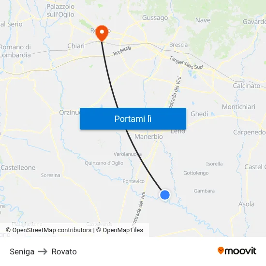 Seniga to Rovato map