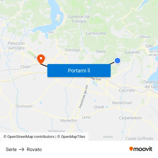 Serle to Rovato map
