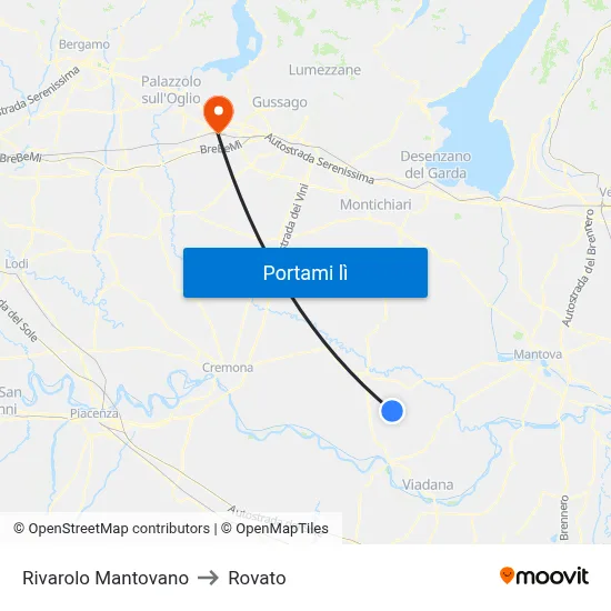 Rivarolo Mantovano to Rovato map