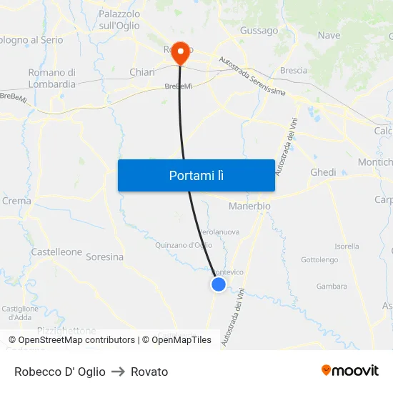 Robecco D' Oglio to Rovato map