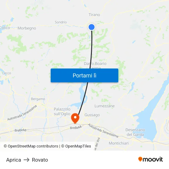 Aprica to Rovato map