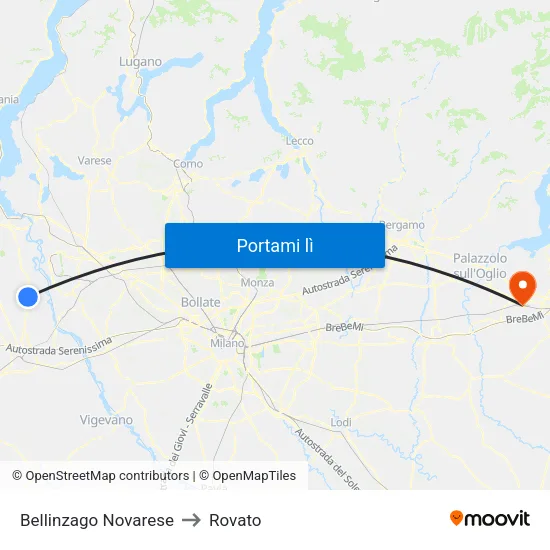 Bellinzago Novarese to Rovato map