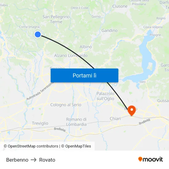 Berbenno to Rovato map