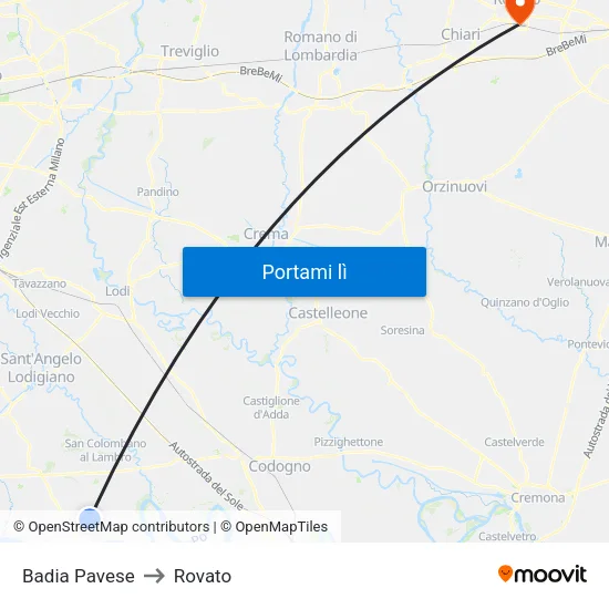 Badia Pavese to Rovato map