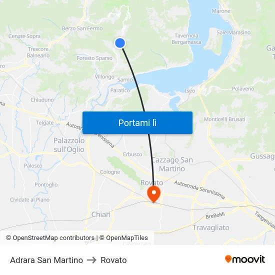 Adrara San Martino to Rovato map