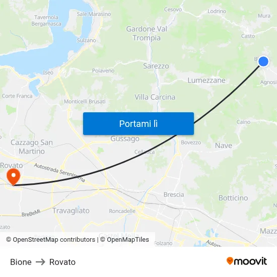 Bione to Rovato map