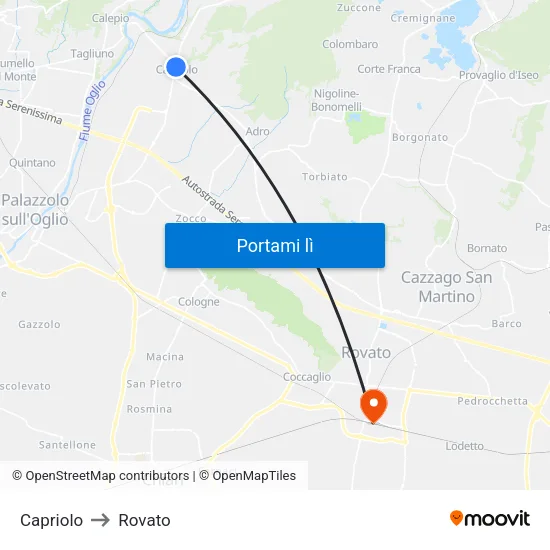 Capriolo to Rovato map