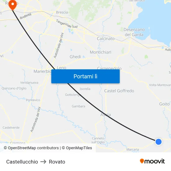 Castellucchio to Rovato map