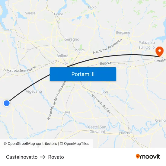 Castelnovetto to Rovato map