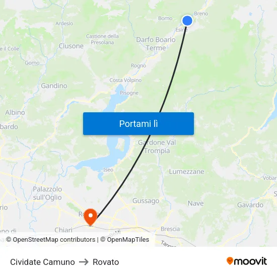 Cividate Camuno to Rovato map