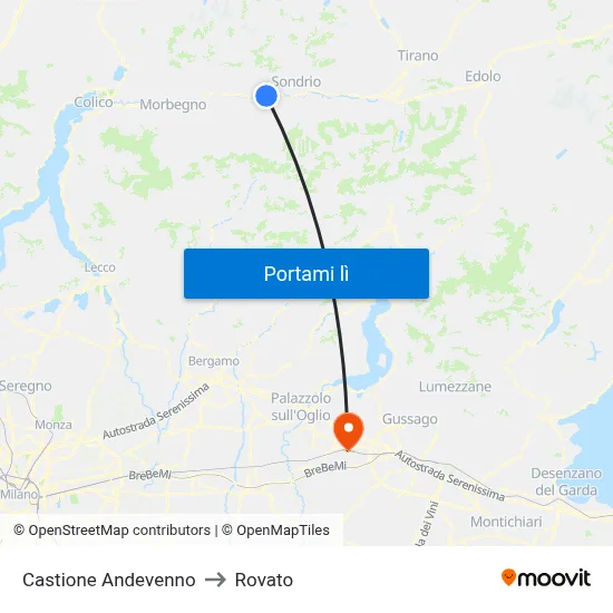 Castione Andevenno to Rovato map
