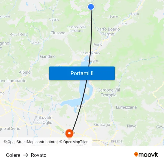 Colere to Rovato map