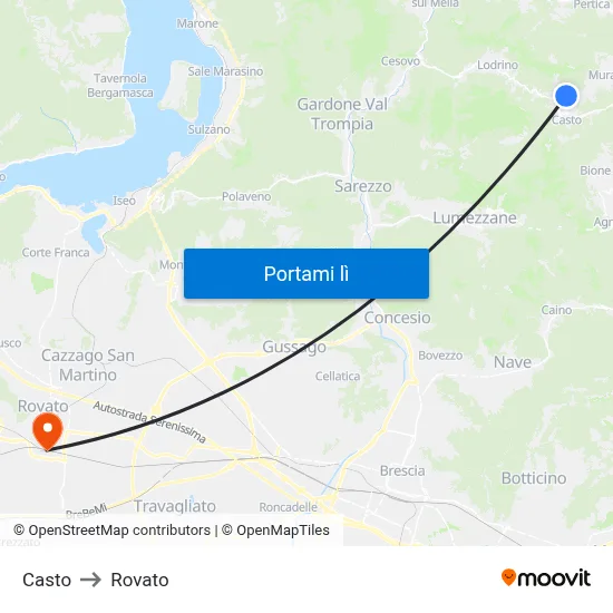 Casto to Rovato map